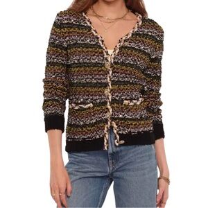 Heartloom Vea Cardigan in a multi-color knit Boucle Knit Sweater Size L